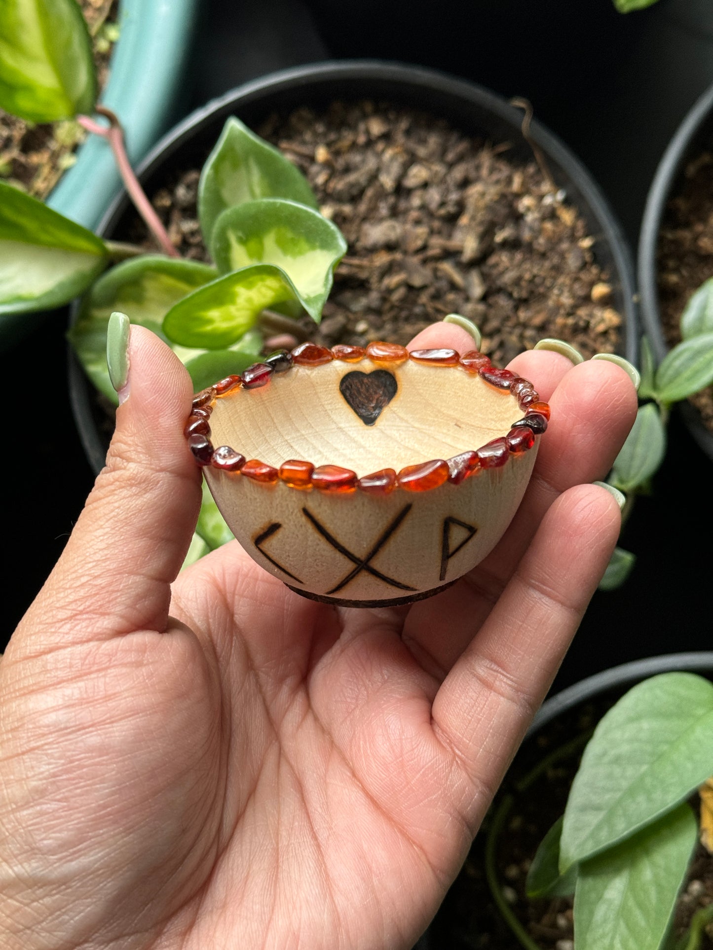 Fires of Passion Hand Burned Mini Wooden Altar Bowl