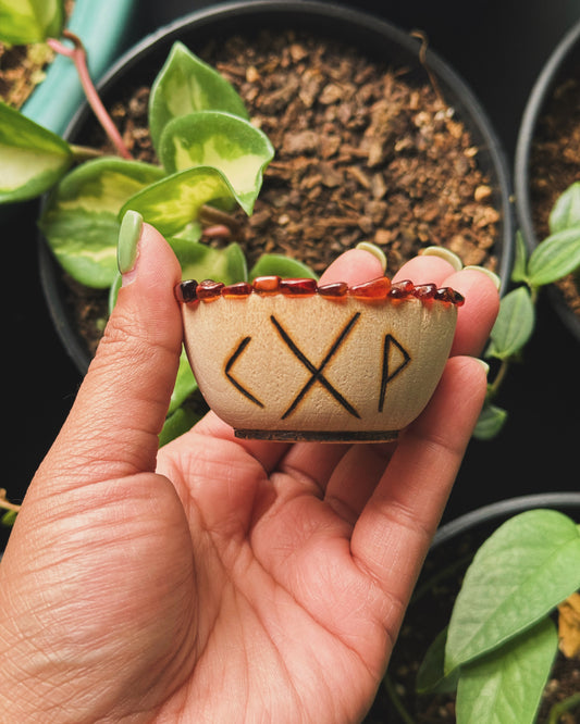 Fires of Passion Hand Burned Mini Wooden Altar Bowl