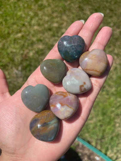 High Quality Mini Ocean Jasper Hearts