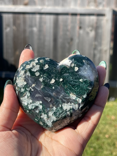 Moss Agate Bowls Heart Coffin