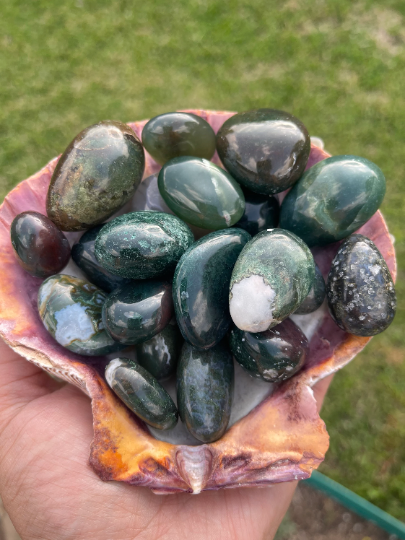 Moss Agate Tumbles The Gardner's Stone
