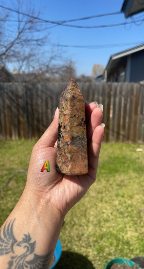 Orange Red Orthoclase with Tourmaline Towers